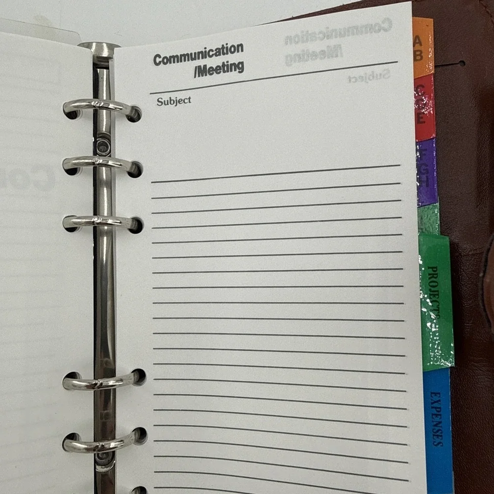 Vtg Diary Planner Binder Notebook, Reusable Leather Journal Weekly Monthly NOS